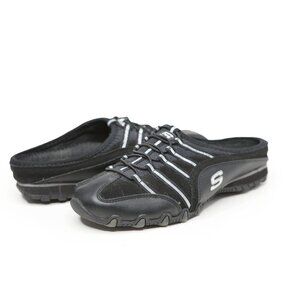 Skechers Black Slip-On Sneakers Suede Fabric Clogs Mule Style Walking Shoes 7